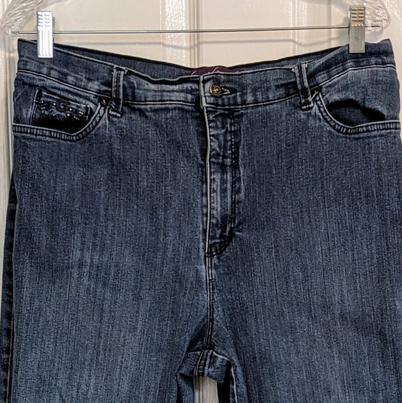 Gloria Vanderbilt Amanda Straight Leg Blue Demin Jeans Size 14 Missy - Picture 2 of 12